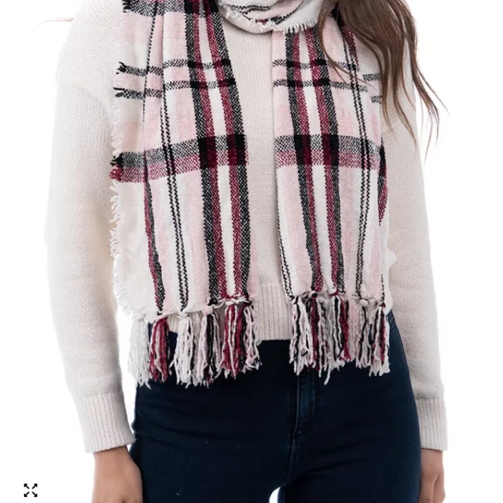 Style & Co Chenille Plaid Fringe Scarf - NWT